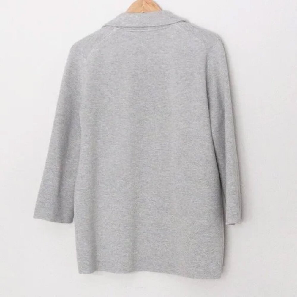 J.Crew Sophie Open Front Sweater Knit Blazer Jacket M Gray Grey Merino Wool $168 - Picture 7 of 16